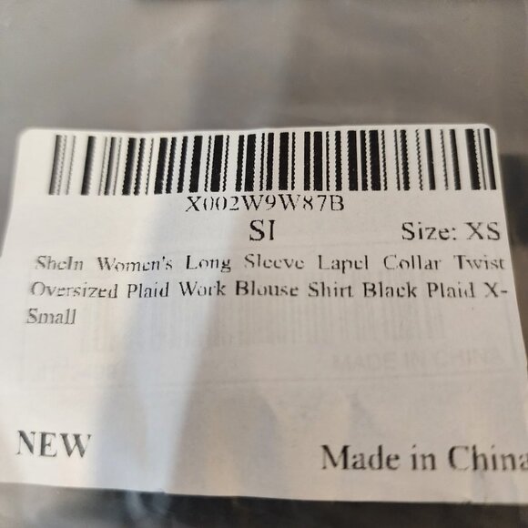 SHEIN Twist Knot Oversized Long Sleeve Plaid Button Front Shirt XS NWT - Picture 10 of 11